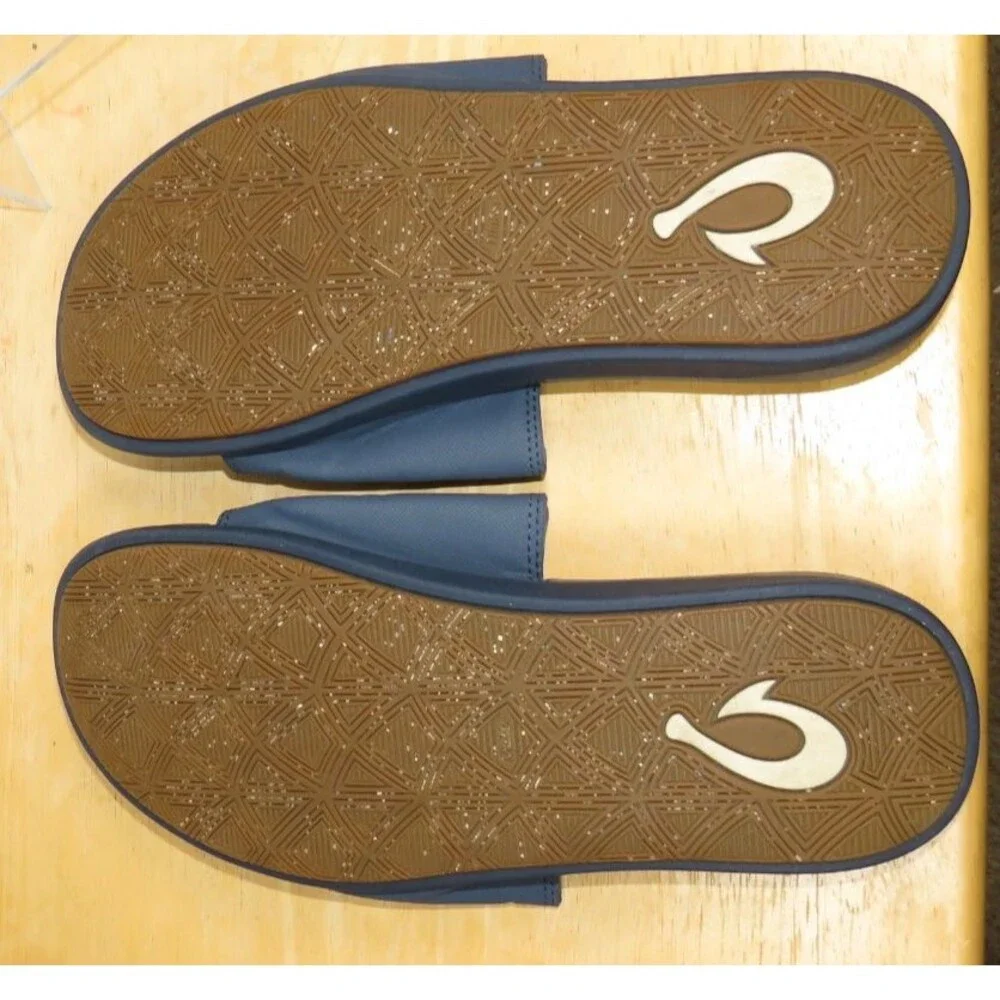 OluKai Maha 'Olu Mens Slide Sandals Moonlit Ocean Blue Comfort Slip On Size 9